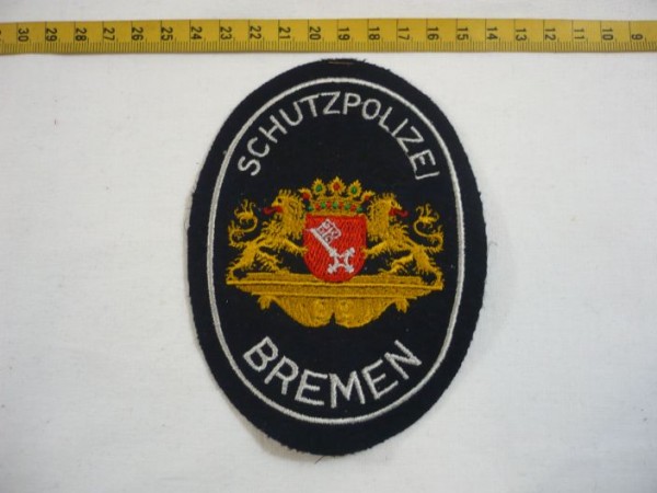 Bremen: Armabzeichen, Schutzpolizei Bremen, alte Art, blau, maschinengestickt