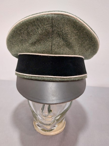 Waffen XX Schirmmütze Elite fedgrau melliert, Samtbesatz, Lederschirm Größe 60