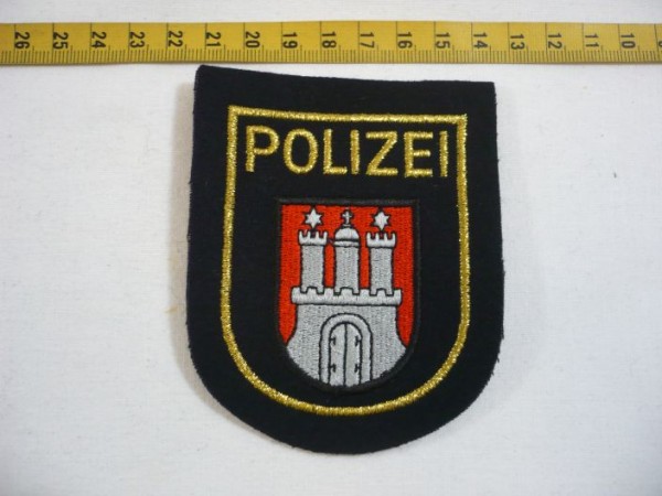Hamburg: Armabzeichen, Wasserschutzpolizei Hamburg, blau, Lurex gold maschinengestickt