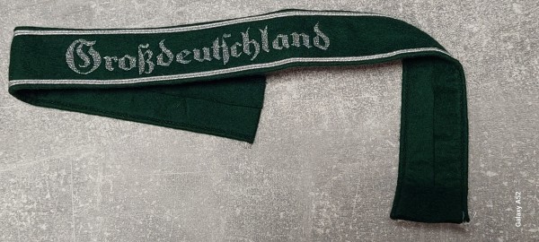 Ärmelband Großdeutschland, Lurex auf grün, alte deutsche Anfertigung