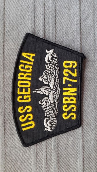 Baseballcap Aufnäher USS Georgia SSBN-729 Fische in silber Lurex