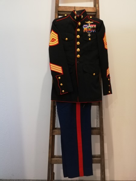 US Jacke und Hose USMC Marine Corps Dress Blue Uniform Größe 35R - 48 Original