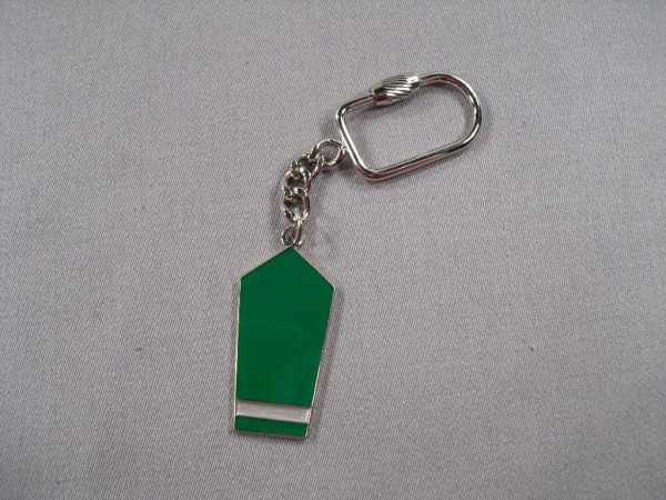 Allgemein: Schlüsselanhänger Polizei Schulterklappe, 1 Streifen silber auf grün, Metall