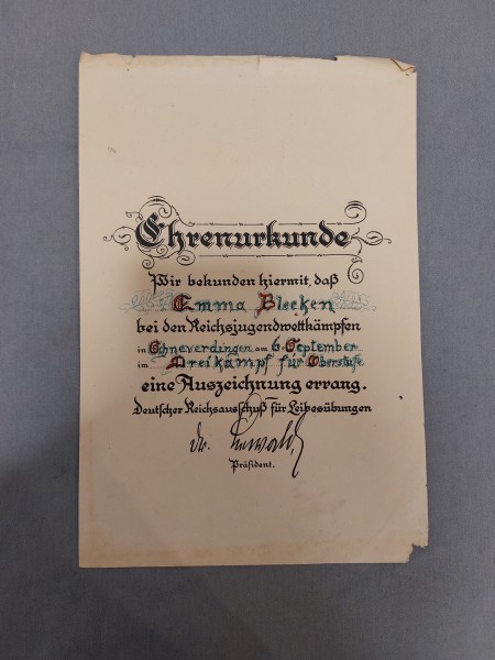 Weimar Urkunde Ehrenurkunde DRL Schneverdingen