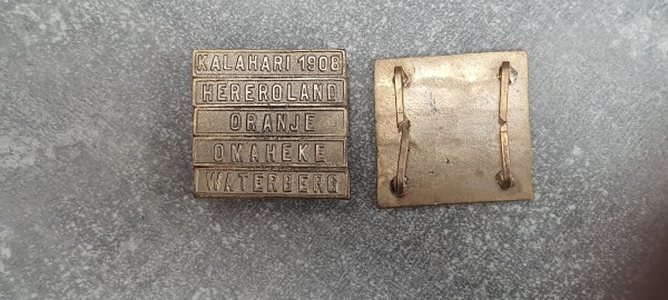 Gefechtsspange "Kalahari 1908 - Hereroland - Oranje - Omaheke - Waterberg" zur Südwestafrika Denkmün
