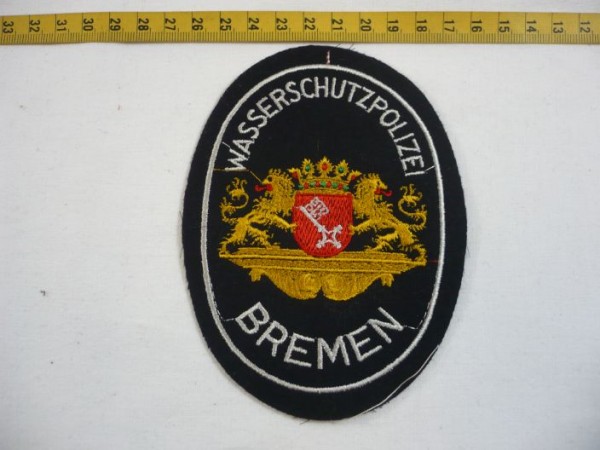 Bremen: Armabzeichen, Wasserschutzpolizei Bremen, alte Art, blau, maschinengestickt