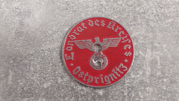 3.Reich KFZ-Zulassungsplakette - Ostprignitz entnazifiziert