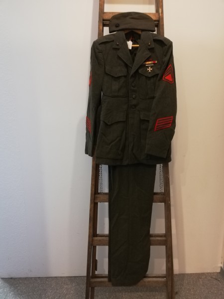 US Jacke Hose Schiffchen USMC Marine Corps M1937 Wool Dress Größe ca.50-52