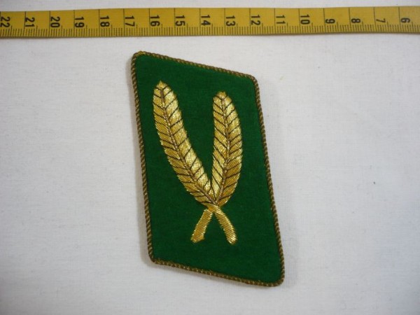 Hessen: Kragenspiegel, Polizei Heidelberg, Polizeidirektor, Gold handgestickt auf grün