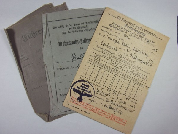 Führerschein, Ausgestellt am 22.11. 1938 in Stettin, Wehrmachtsführerschein ausgestellt bei der 2./ schwere Panzerjäger-Abteilung 605 am 8.August 1940