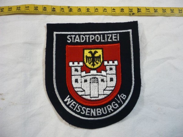 Bayern: Armabzeichen, Stadtpolizei Weissenburg i./B, blau maschinengestickt