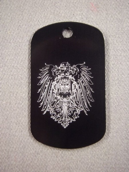 Erkennungsmarke Kolonialadler / Kaiserlicheradler, schwarz mit Gravur, 1 Marke