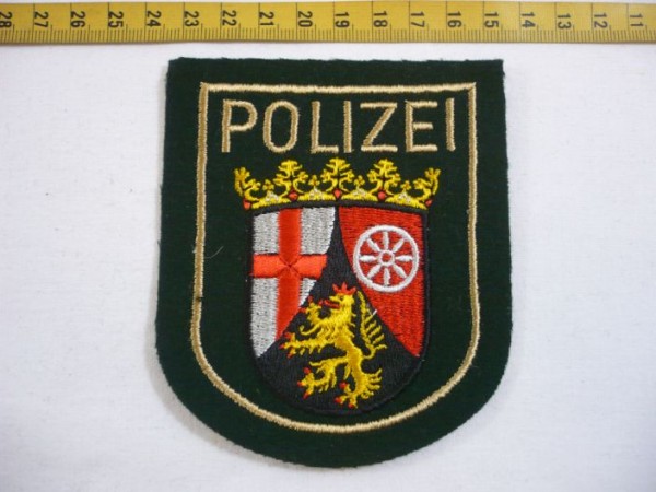 Rheinland-Pfalz: Armabzeichen, Polizei Rheinland-Pfalz, grün, maschinengestickt