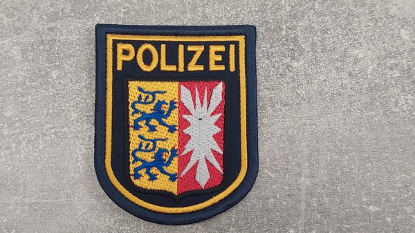Polizei Schleswig-Holstein Armabzeichen blau maschinengestickt mit Klett