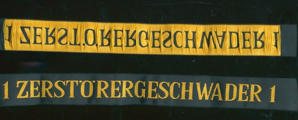Bundesmarine Mützenband 1 Zerstörergeschwader 1 - gewebt - volle Länge