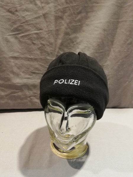 Polizei Wintermütze schwarz Fleece Größe 2 / 56-58 - NEU