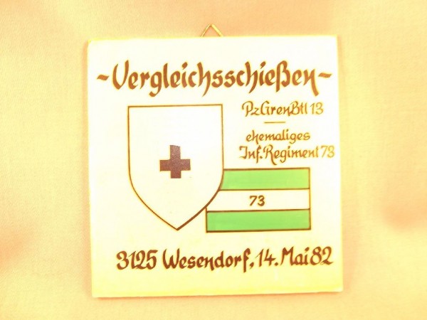Wandkachel Vergleichsschießen PzGrenBtl 13 - ehemaliges Inf. Regiment 73 Wesendorf 14.Mai 1982