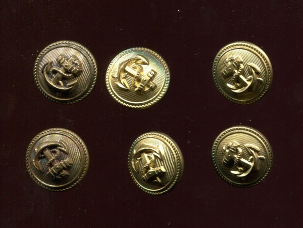 Kriegsmarine Knopf 21mm, vergoldet mit Anker - 6 stk extra fein