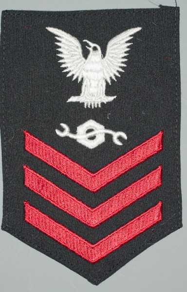 Armabzeichen für Hemden, Dienstgrad mit Laufbahnabzeichen, CM Construction Mechanic, Petty Officer First Class 