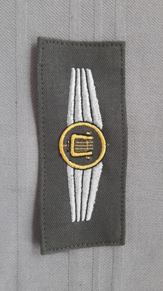 Tätigkeitsabzeichen Militärmusikpersonal, gold auf oliv - Schwingen silber maschinengestickt