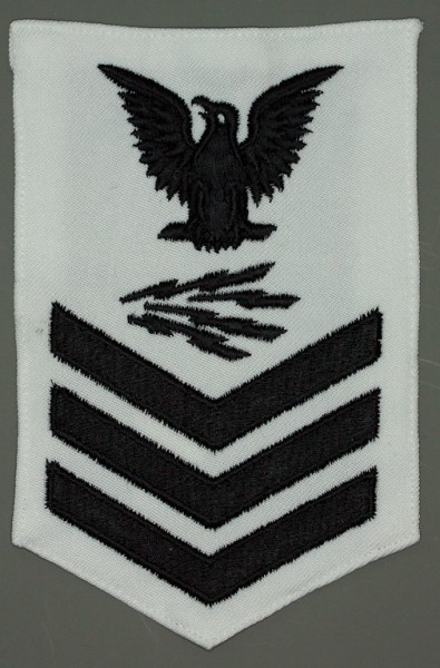 Armabzeichen für Hemden, Dienstgrad mit Laufbahnabzeichen, RM Radioman, Petty Officer First Class 