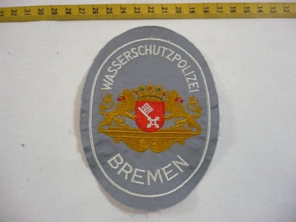 Bremen: Armabzeichen, Wasserschutzpolizei Bremen, alte Art, grau, maschinengestickt
