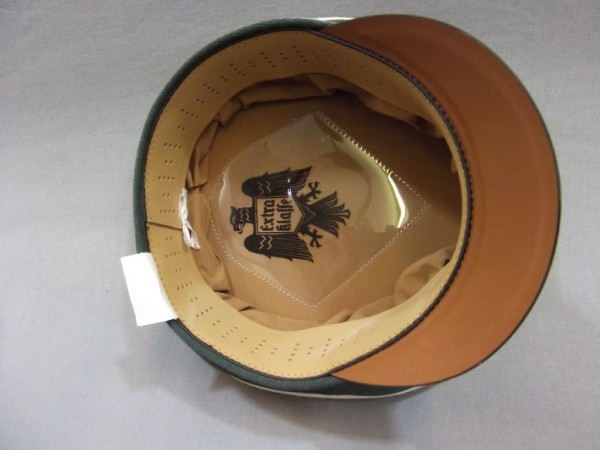 Schirmmütze, Mannschaften, feldgrau, Trikot, Hersteller Erel, Lackschirm #Größe 56# #Waffenfarbe weiß#, ohne Abzeichen, Stoffrand