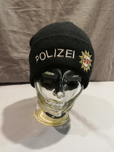 Polizei Mecklenburg Vorpommern Strickmütze/ Rollmütze schwarz 54-62 - NEU