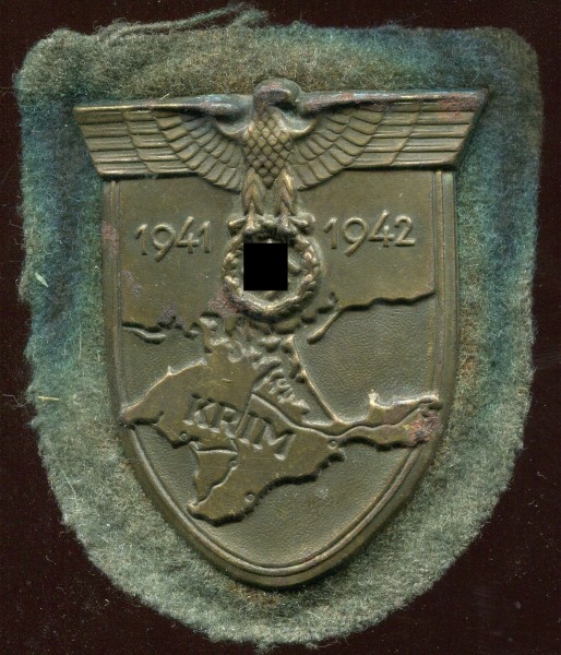 Wehrmacht Heer Krimschild auf Heeresstoff " unbekannter Hersteller "