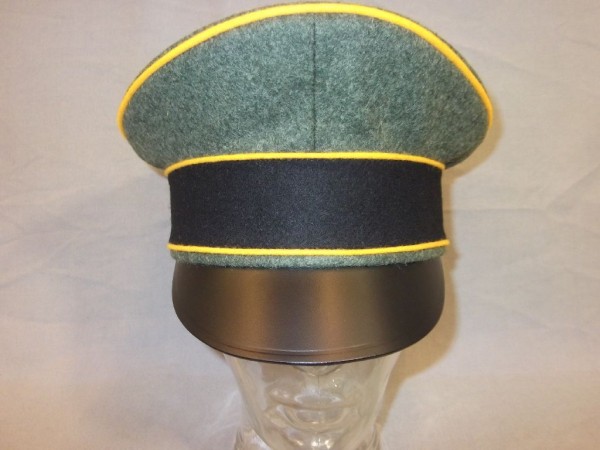 Schirmmütze Mannschaften, feldgrau Trikot, ohne Hersteller, Lederschirm