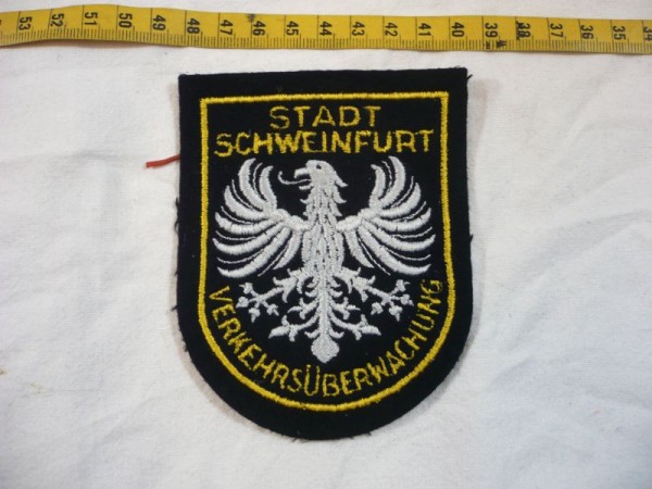 Bayern: Armabzeichen, Verkehrsüberwachung Stadt Schweinfurt, blau, maschinengestickt