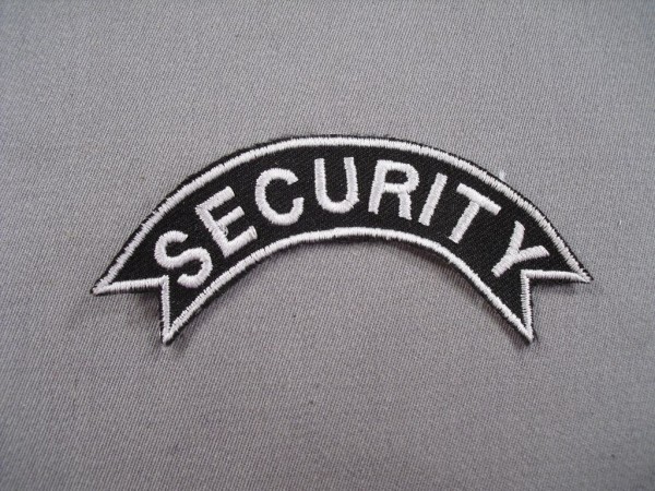 Schriftbogen Security, weiß auf schwarz