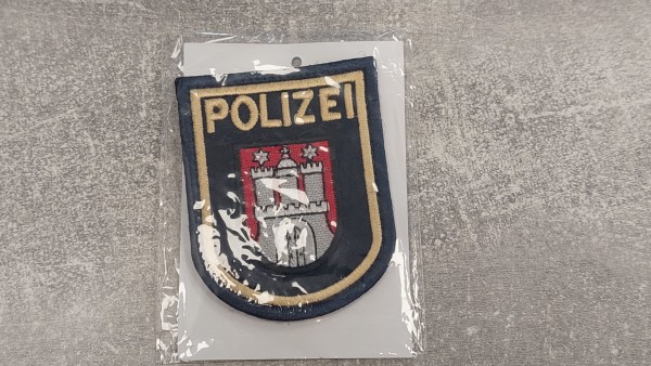 Polizei Hamburg Armabzeichen blau maschinengestickt mit Klett - Kempf Muster !!