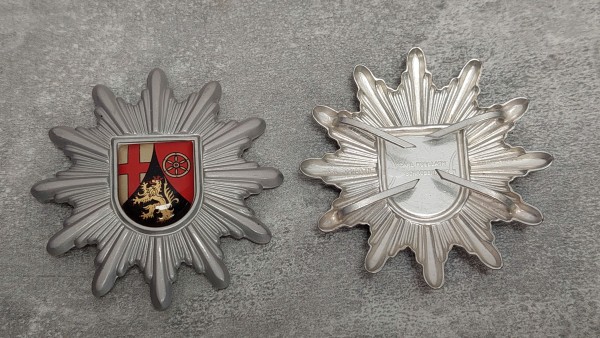 Mützenstern Polizei Rheinland Pfalz Metall in silber - Schirmmützenabzeichen