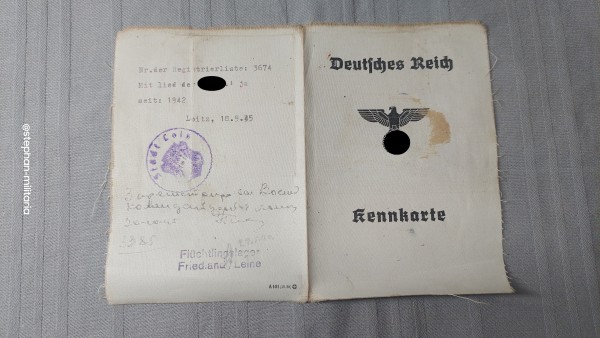 Deutsches Reich Ausweis / Kennkarte - Ausgestellt 1941 Stadt Loitz