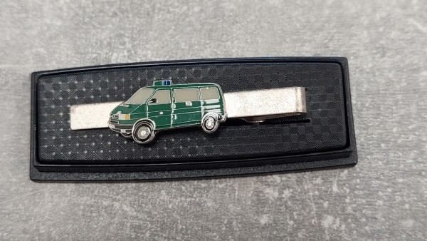 Polizei Krawattenspange mit Polizei Bus in grün