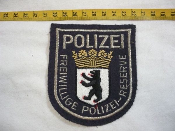Berlin: Armabzeichen, Freiwillige Polizei-Reserve Berlin, grau, silber lurex maschinengestickt auf grau