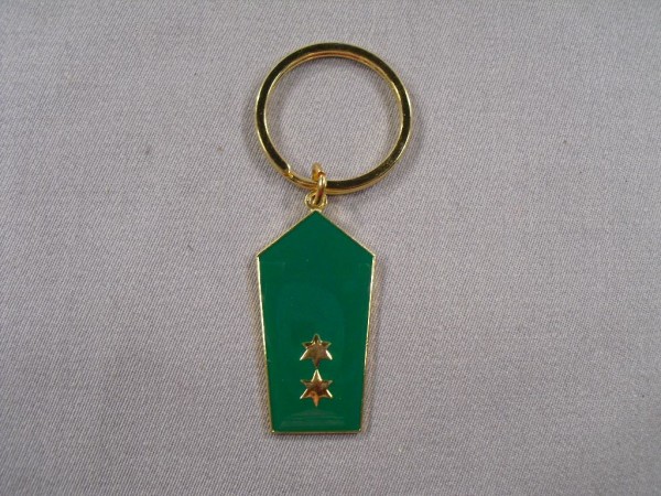 Allgemein: Schlüsselanhänger Polizei Schulterklappe, 2 Sterne grün auf grün, Metall
