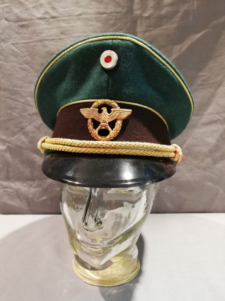 Polizei 3.Reich Schirmmütze für einen General mit allen Abzeichen Größe 58