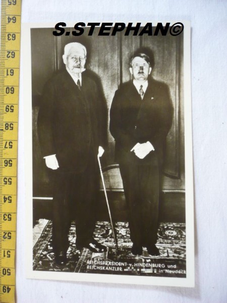 Postkarte, Reichspräsident von Hindenburg und Reichskanzler A. H. in Neudeck