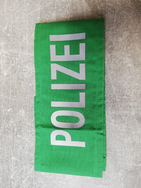 Armbinde "POLIZEI" weiß reflektierend auf grün gedruckt