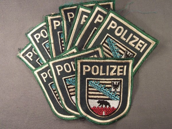 Sachsen-Anhalt: Armabzeichen, Polizei Sachsen-Anhalt, grün, maschinengestickt