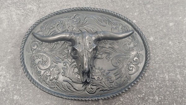 Gürtelschnalle Longhorn Skull Stier Western Biker Trucker Belt Buckle