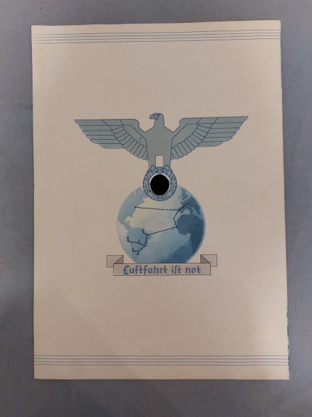 3.Reich Schmuckblatt Telegram mit Zeppelin + Wasserflugzeug von 1940