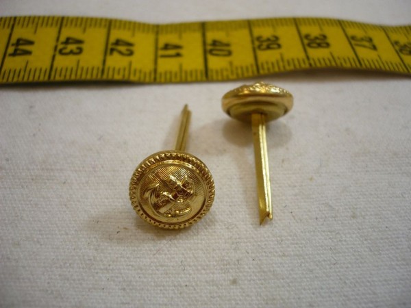 Knopf 12mm mit Splint goldfarben mit Anker