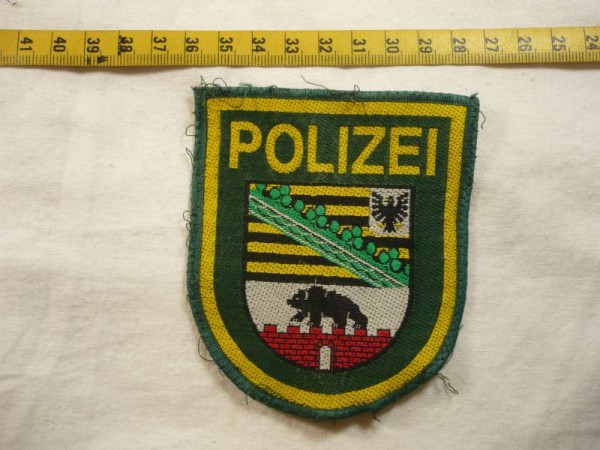 Sachsen-Anhalt: Armabzeichen, Polizei Sachsen-Anhalt, grün, gewebt