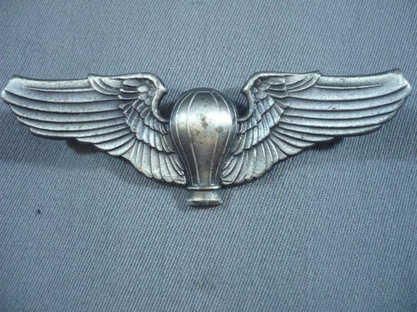 Brustabzeichen, Balloon Pilot, Air Force, altsilber, Metall, gross, 2. Weltkrieg