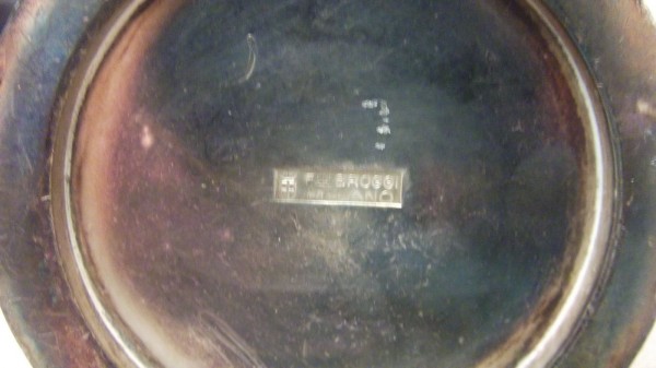 Blumenvase, Blumenvase des Herstellers F. Broggi Milano, auf der Vase Krone und Italia