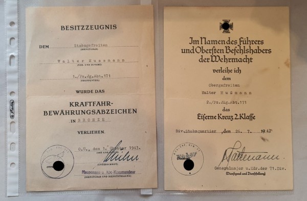 Urkundennachlass, 1./ Pz.Jg.Abt.171- Stabsgefreiter Mußmann - Stalingrad