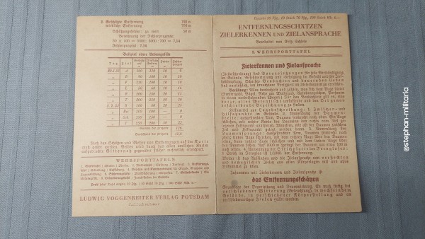 Literatur: Entfernungsschätzen Zielerkennen und Zielansprache - 5.Wehrsporttafel 3.Reich Original